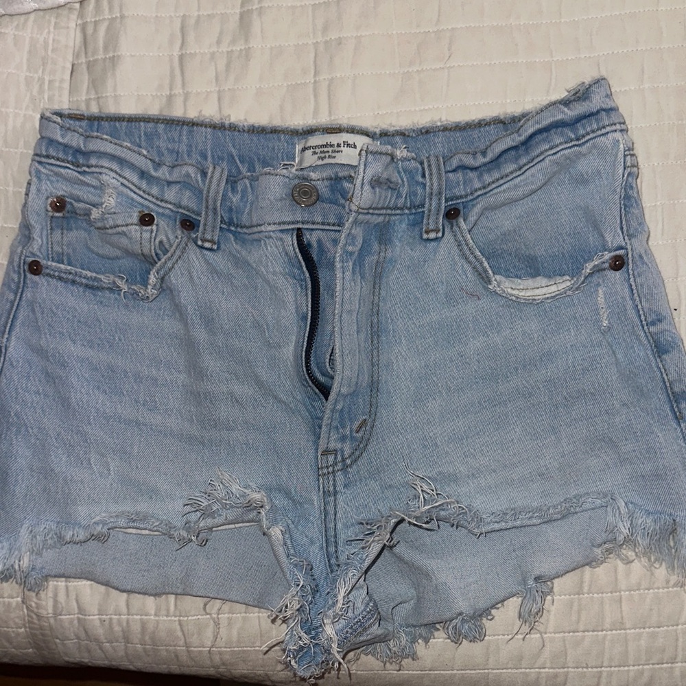 Abercrombie & Fitch Frayed Light Blue Jean Shorts